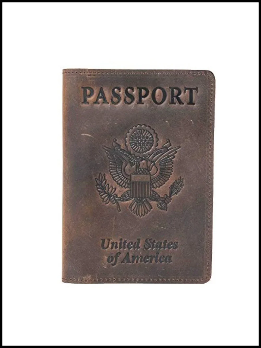 Genuine Crazy Horse Leather RFID Blocking Passport Holder Travel Wallet